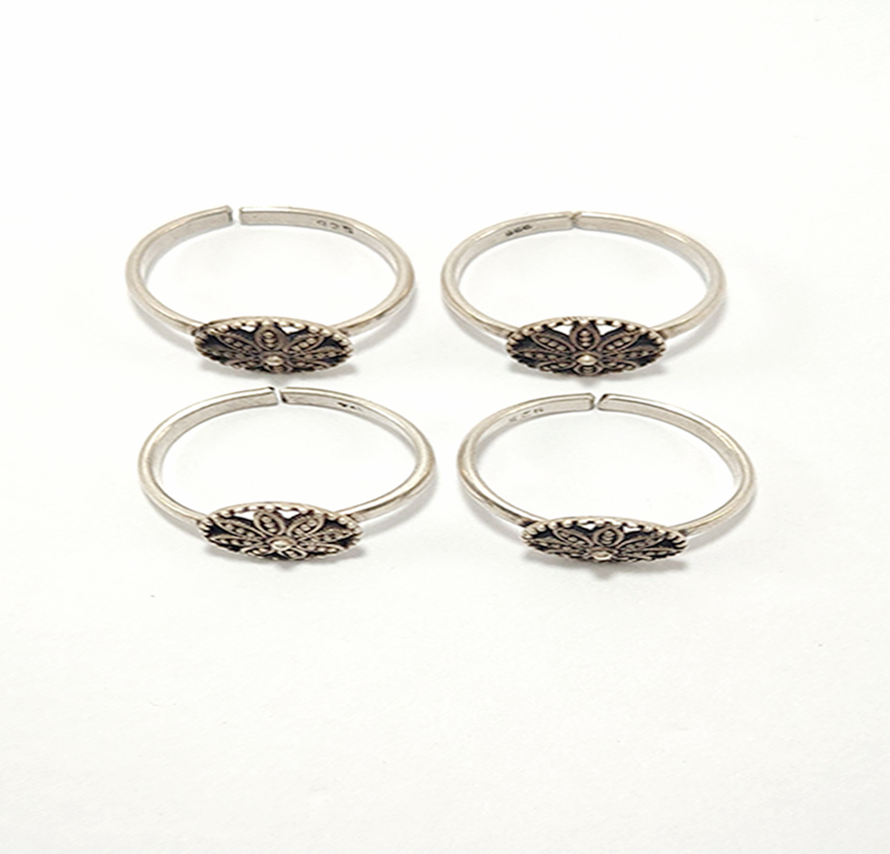 925 Sterling Silver 2 Pair of Toe Rings With Oxidized Work | Labh ...